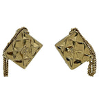Chanel CC Logo Earrings Quilted Gold Plated
