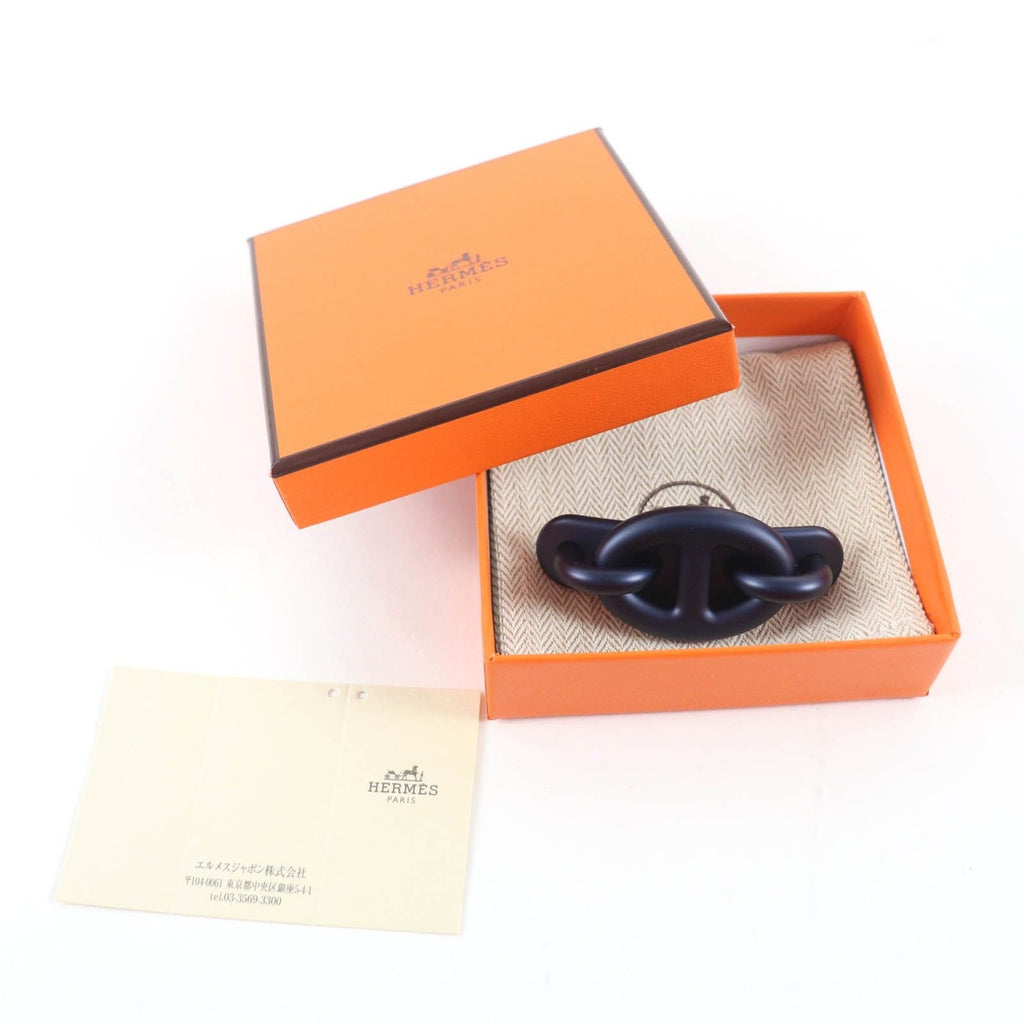 Hermes Tri Maillon PM Aluminum Chaine D'ancre Barrette Navy — view 2