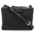 Prada Logo Jacquard Ribbon Shoulder Bag Pochette 2-Way Clutch Leather Nero