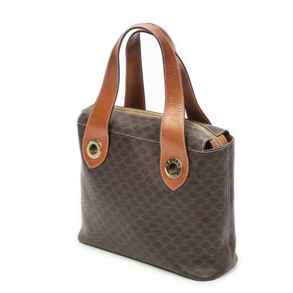 Celine Square Zipped Brown Macadam Canvas Tote — view 2