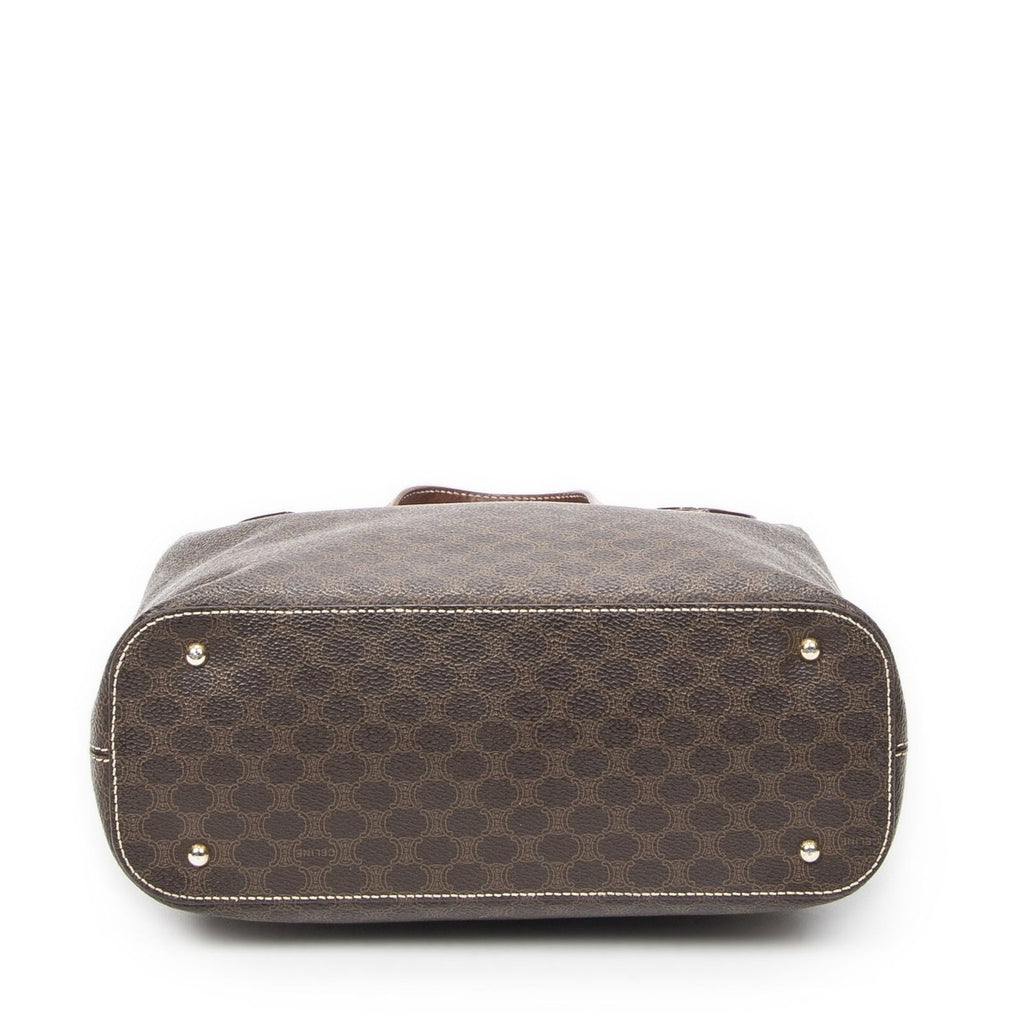 Celine Square Zipped Brown Macadam Canvas Tote — view 6