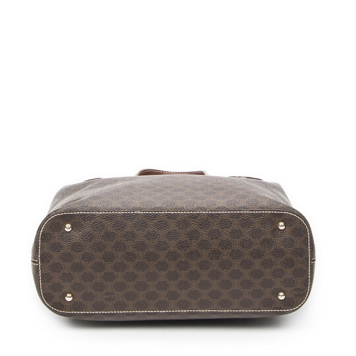 Celine Square Zipped Brown Macadam Canvas Tote — view 6