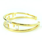 Fendi First FF Motif Rhinestone Bangle Bracelet M Gold — view 3