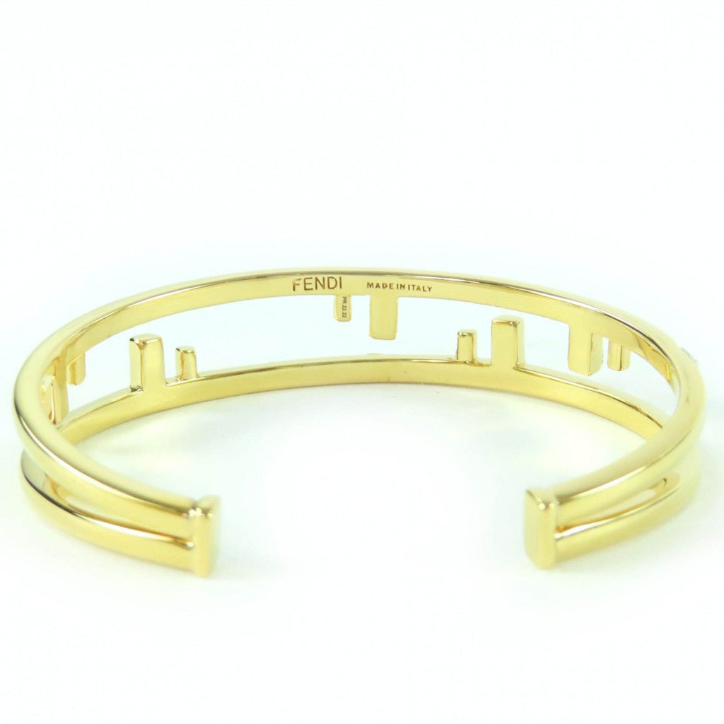 Fendi First FF Motif Rhinestone Bangle Bracelet M Gold — view 4