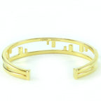 Fendi First FF Motif Rhinestone Bangle Bracelet M Gold — view 4
