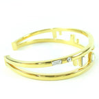 Fendi First FF Motif Rhinestone Bangle Bracelet M Gold — view 5