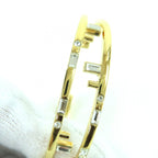 Fendi First FF Motif Rhinestone Bangle Bracelet M Gold — view 6