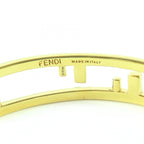 Fendi First FF Motif Rhinestone Bangle Bracelet M Gold — view 7