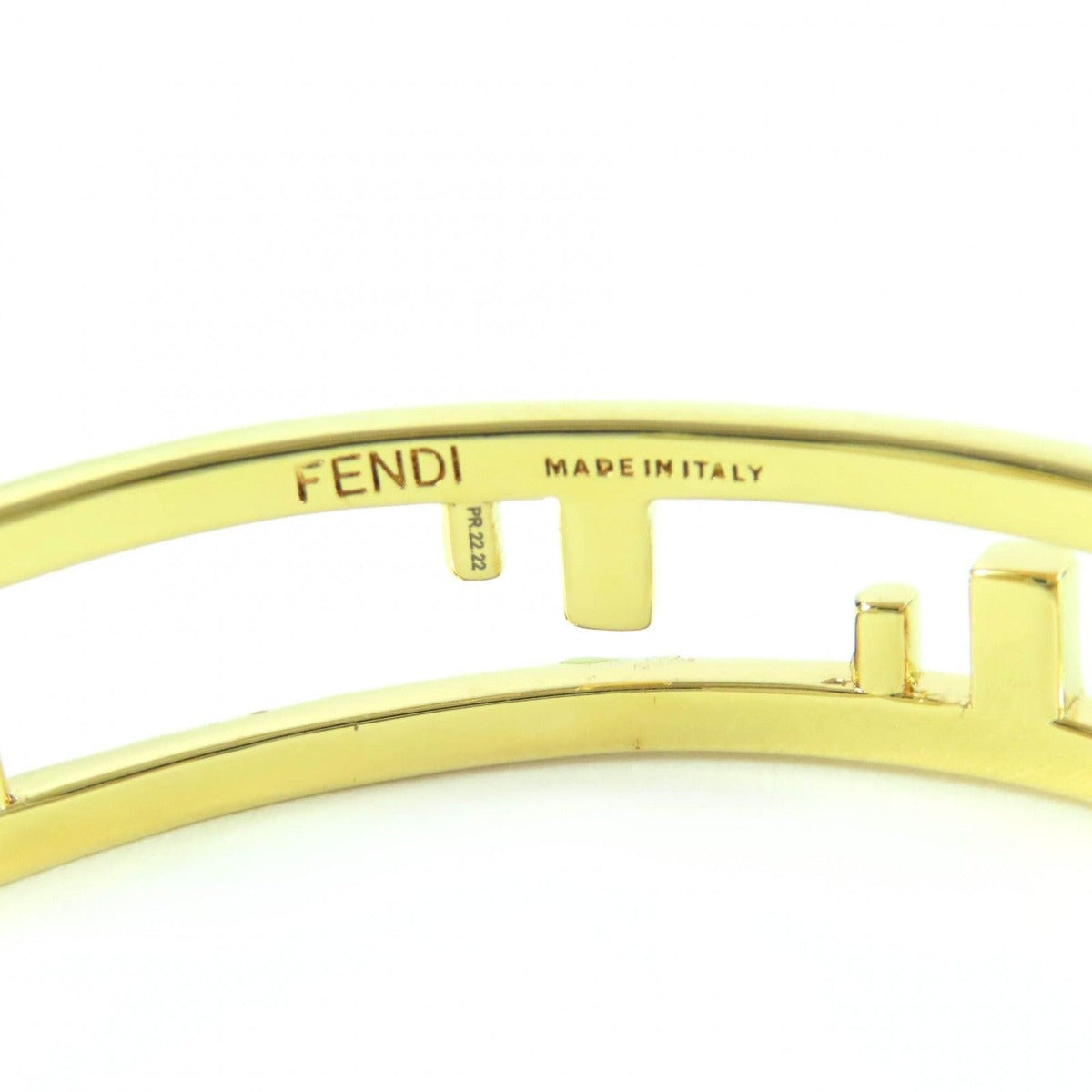 Fendi First FF Motif Rhinestone Bangle Bracelet M Gold — view 7