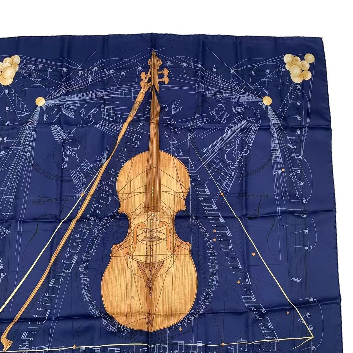 Hermes Scarf Silk Carre 90 Music of the Spheres la Musique Des Navy — view 3