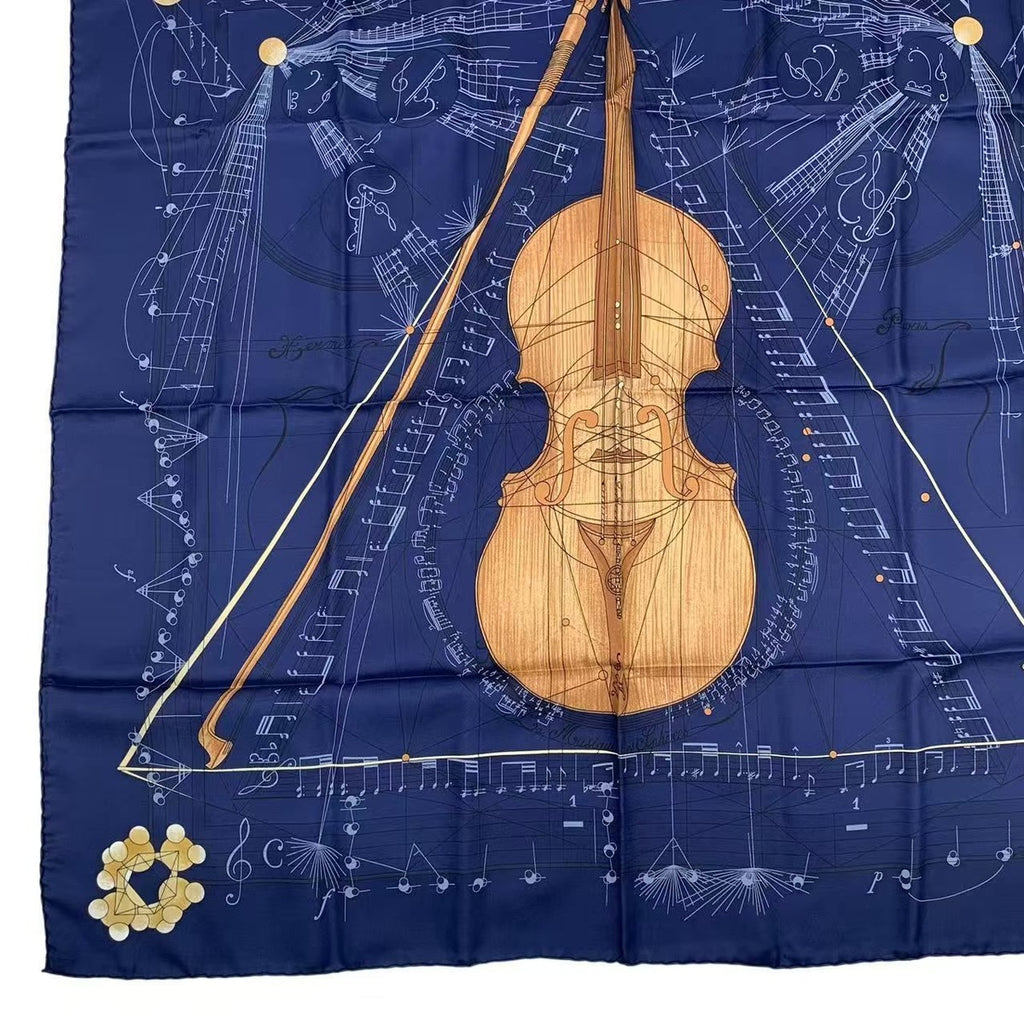 Hermes Scarf Silk Carre 90 Music of the Spheres la Musique Des Navy — view 4