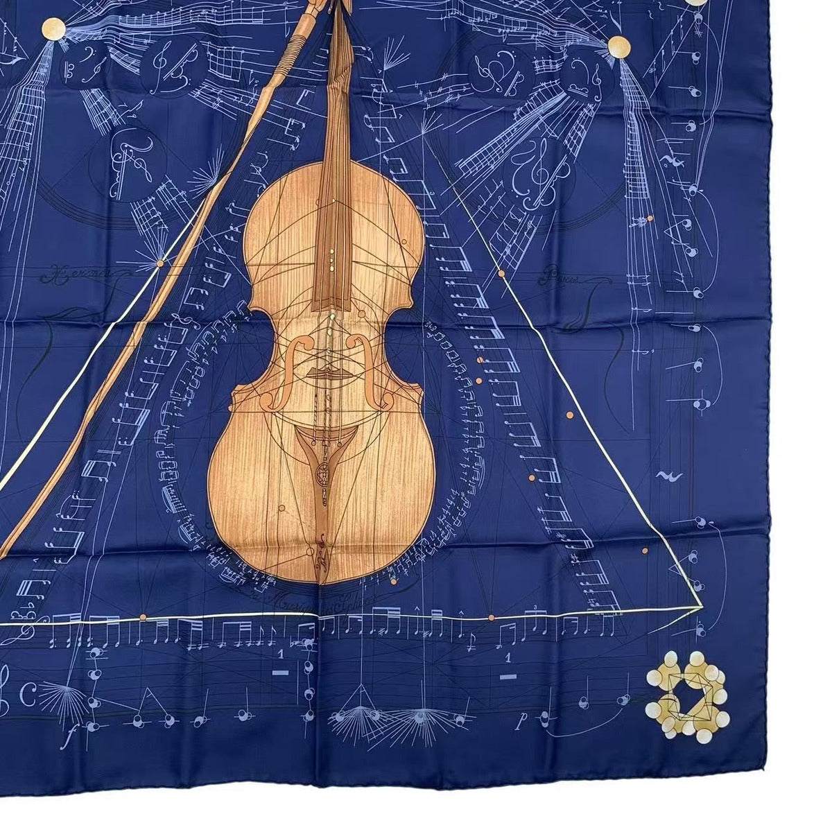 Hermes Scarf Silk Carre 90 Music of the Spheres la Musique Des Navy — view 5
