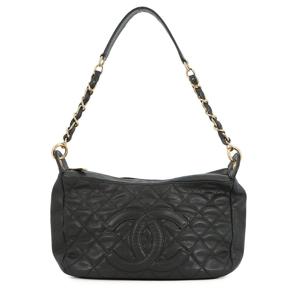 Chanel Chain Shoulder Bag Quilted CC Logo Caviar Leather