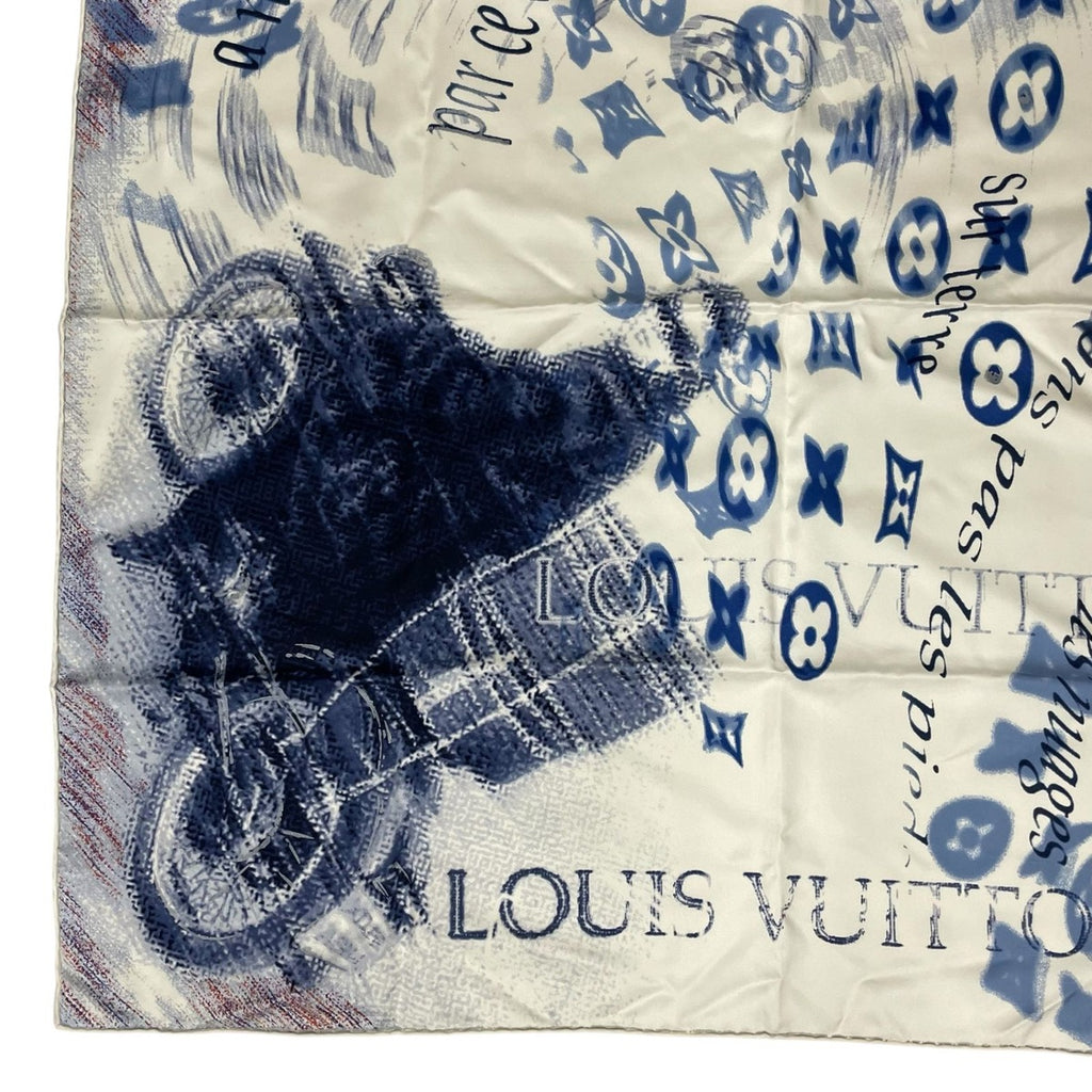 Louis Vuitton Scarf Silk Monogram Motorcycle White — view 4