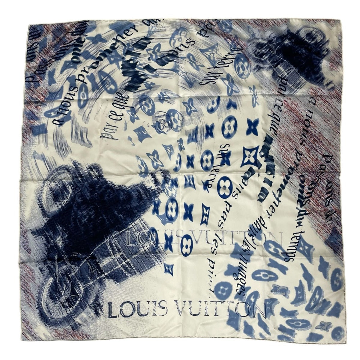 Louis Vuitton Scarf Silk Monogram Motorcycle White