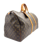 Louis Vuitton Keepall 55 Monogram Leather Brown Light Boston Bag Gold — view 2
