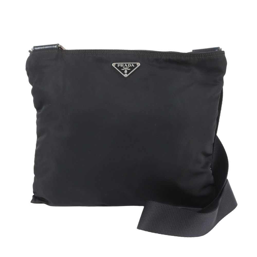 Prada Tessuto Nylon Triangle Logo Leather Shoulder Bag Crossbody Messenger