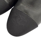 Chanel CC Logo Stitch Chunky Heel Round Toe Leather Long Boots Black — view 9