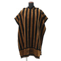 Fendi Poncho Pecan Striped Cotton with Hood Black Shoulder Bag Brown