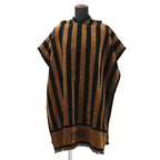 Fendi Poncho Pecan Striped Cotton with Hood Black Shoulder Bag Brown