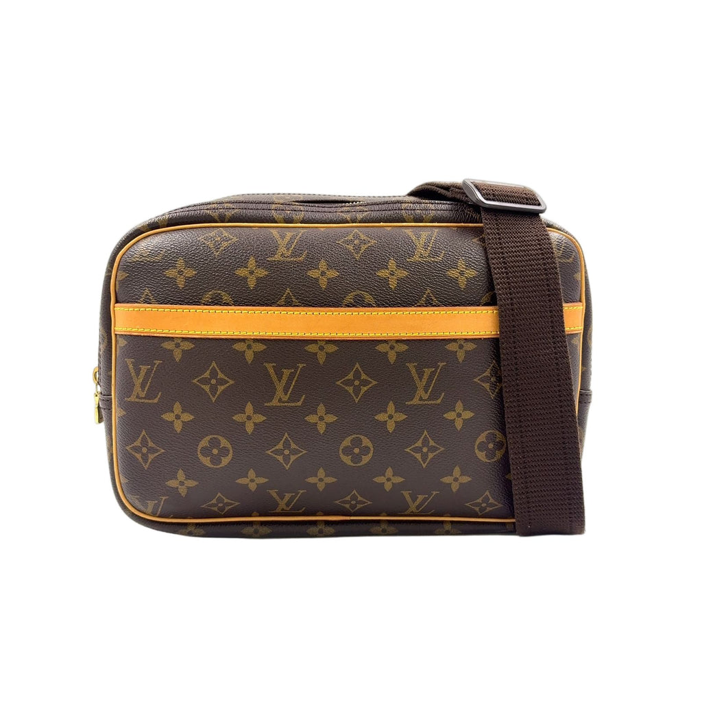 Louis Vuitton Reporter PM Monogram Leather Brown Shoulder Bag Gold