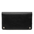 Chanel Stitch CC Logo Bifold Wallet Black Lambskin