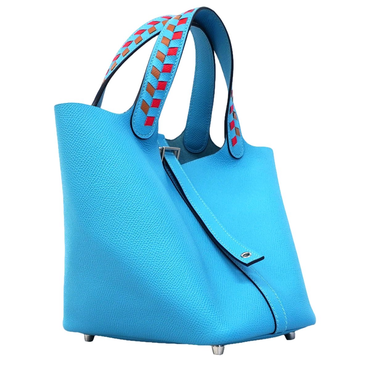 Hermes Handbag Picotin Lock PM Tresage Veau Epsom Blue Nord Silver — view 2