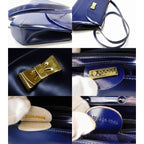 Gucci Vintage Leather Navy Shoulder Bag Ribbon — view 4