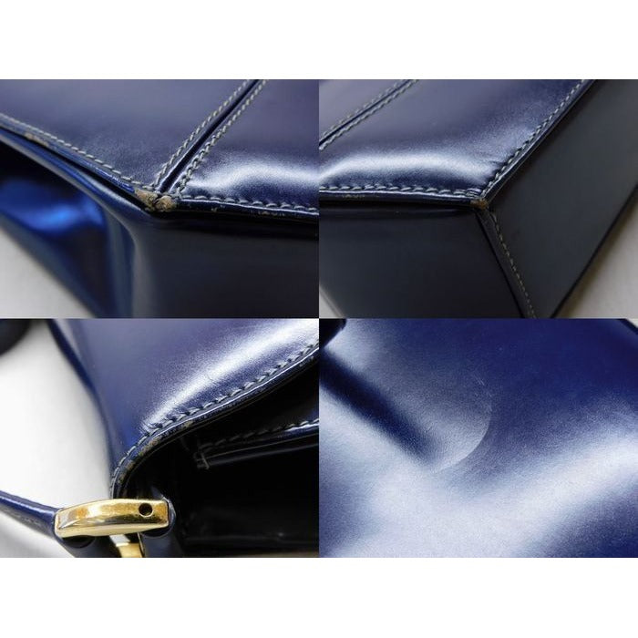 Gucci Vintage Leather Navy Shoulder Bag Ribbon — view 6