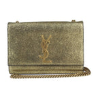 Saint Laurent Kate Small Chain Shoulder Bag Leather Gold Black YSL Logo
