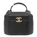 Chanel Shoulder Bag Quilted Small Vanity Leather Black Gold CC Logo Chain