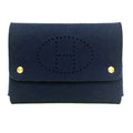 Hermes Playing Card Case Pouch Felt Navy And Gold Perforated H Etui Carte GM