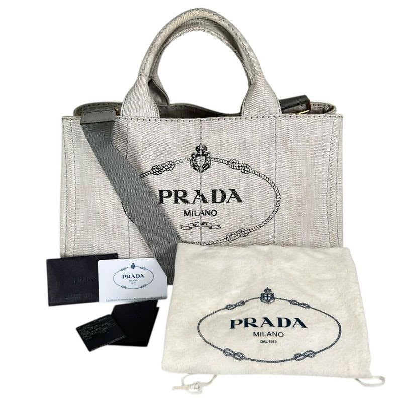 Prada 1 Bg642 Canvas Tote Bag Canapa Bianco — view 2