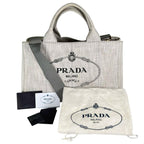 Prada 1 Bg642 Canvas Tote Bag Canapa Bianco — view 2