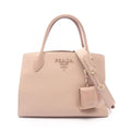 Prada Handbag Saffiano Cuir C Monochrome Pink Beige Leather