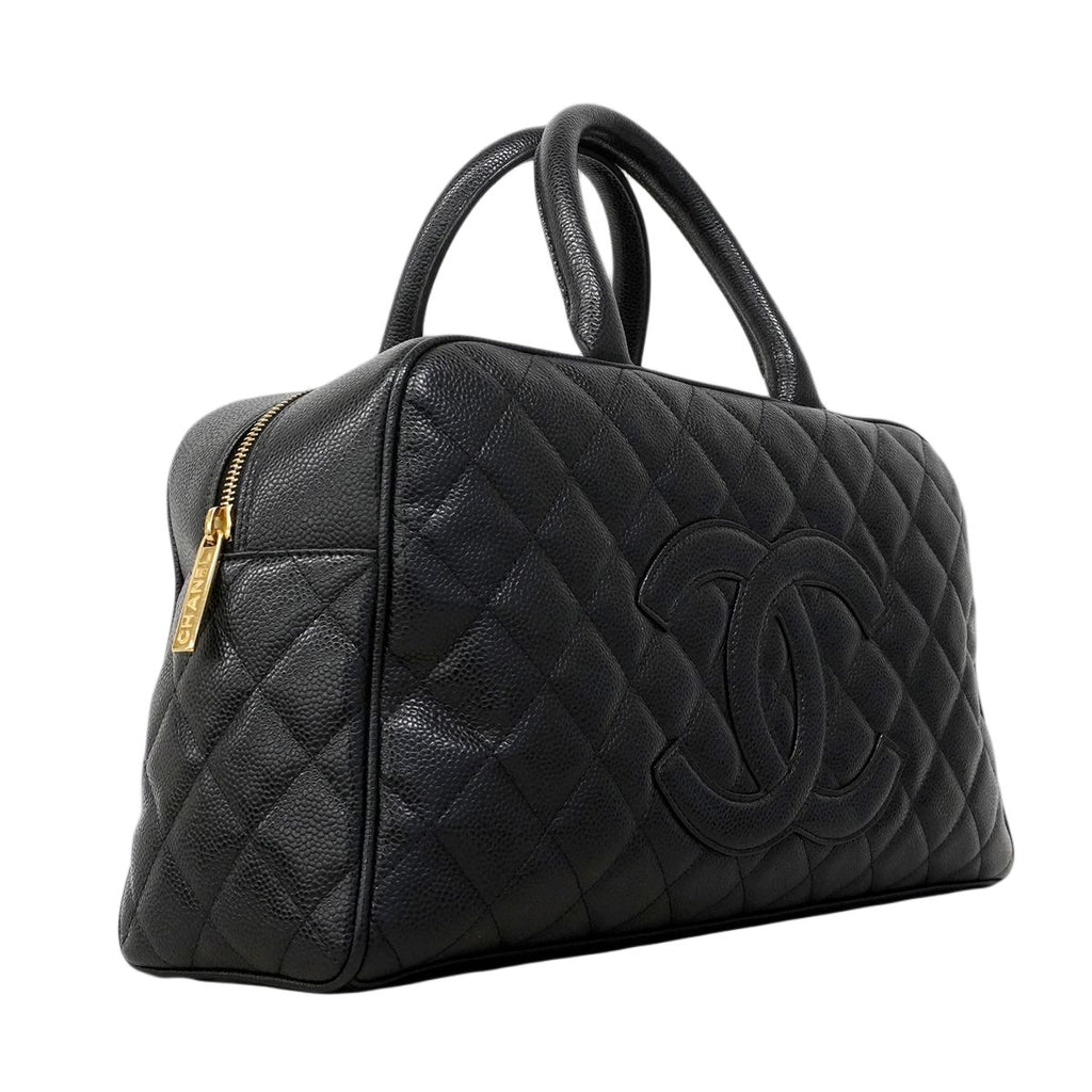 Chanel Handbag Quilted Caviar Leather Black Gold — view 2