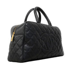Chanel Handbag Quilted Caviar Leather Black Gold — view 2