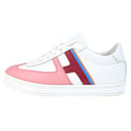 Hermes Boomerang Leather Lace Up Sneakers White Pink