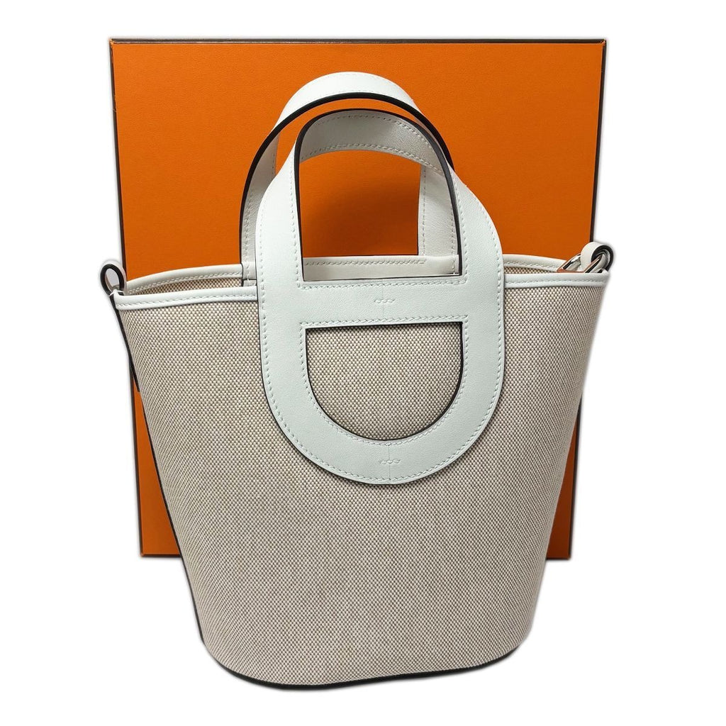 Hermes in the Loop 18 Toile Ash Veau Ecru Silver Handbag