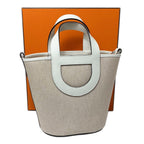 Hermes in the Loop 18 Toile Ash Veau Ecru Silver Handbag