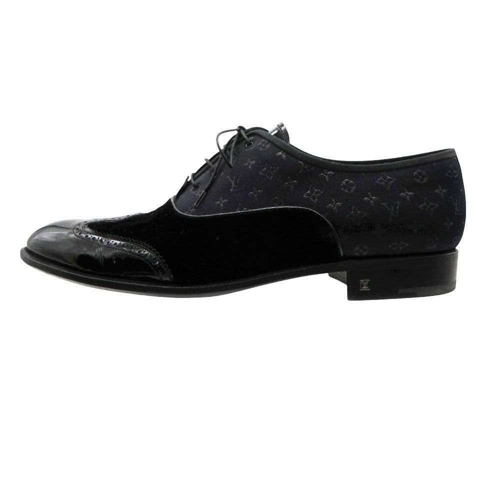 Louis Vuitton Dress Shoes Monogram Jacquard Velour Contrast Leather Business 10