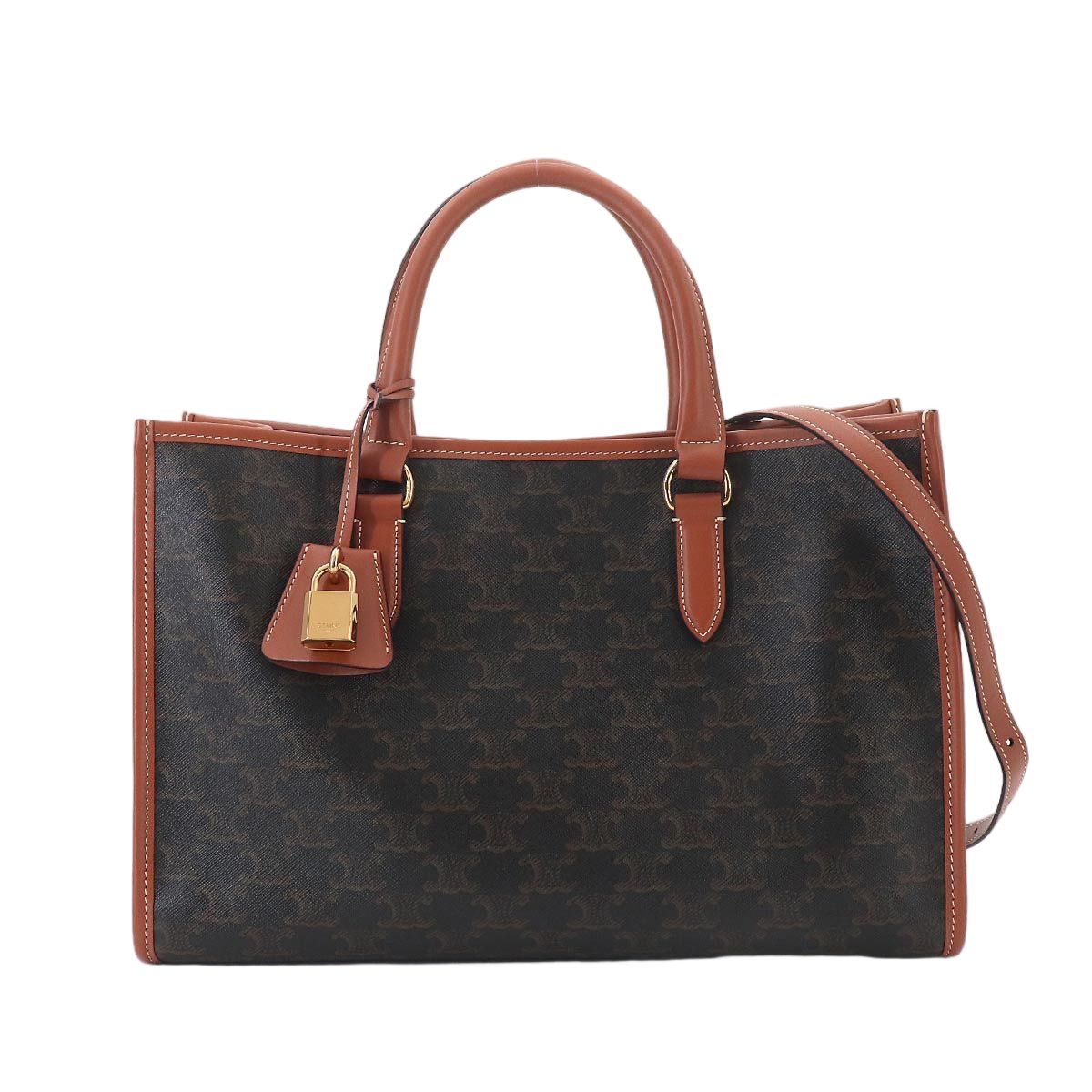 Celine Triomphe Mini Horizontal Cover 2-Way Tote Shoulder Bag Leather Black