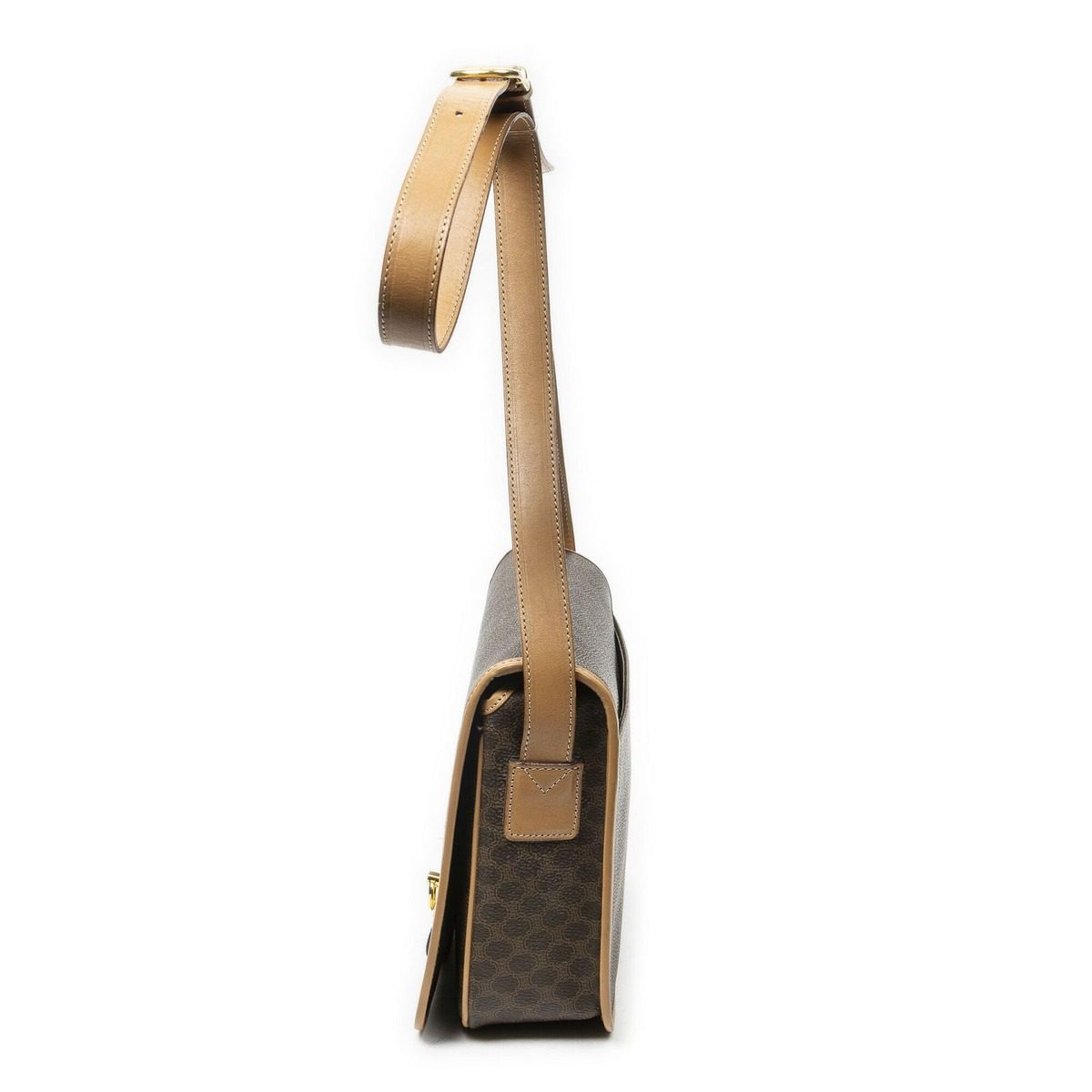 Celine Flap Cross Brown Beige Macadam Canvas Crossbody — view 3
