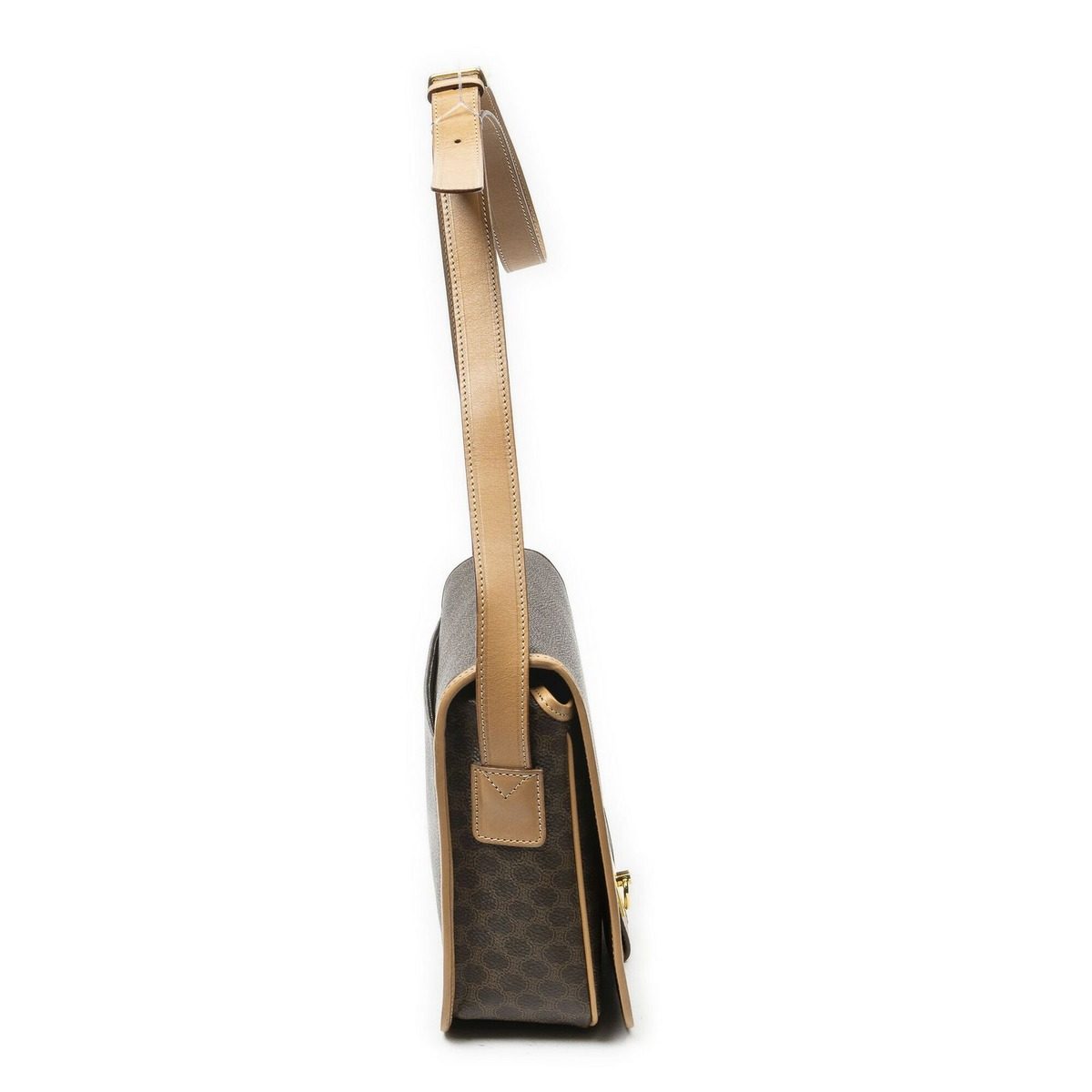 Celine Flap Cross Brown Beige Macadam Canvas Crossbody — view 4