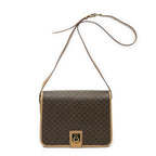 Celine Flap Cross Brown Beige Macadam Canvas Crossbody