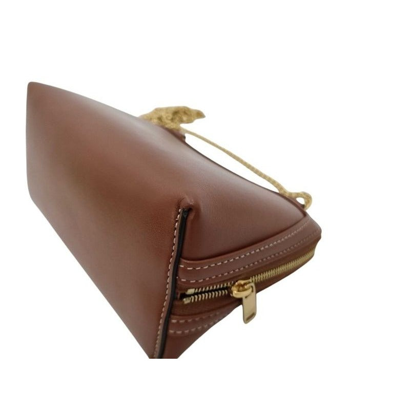 Celine Shoulder Bag Cuir Triomphe Chain Clutch 10 E383 Brown Leather — view 2