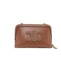 Celine Shoulder Bag Cuir Triomphe Chain Clutch 10 E383 Brown Leather