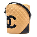 Chanel Cambon Line Lambskin Black Beige Shoulder Bag Silver