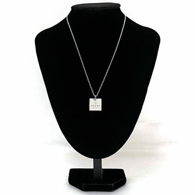 Gucci Square Logo Plate Necklace Silver — view 4