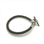 Hermes Glenan Leather Bra Calf Silver Gray Bangle Bracelet — view 4